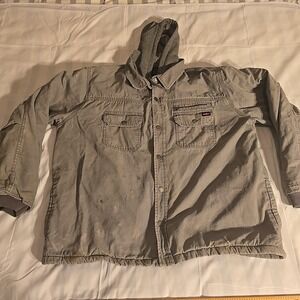 Dickies Brown Canvas Full Zip Snap Up Hooded Work Jacket Men's 3XL